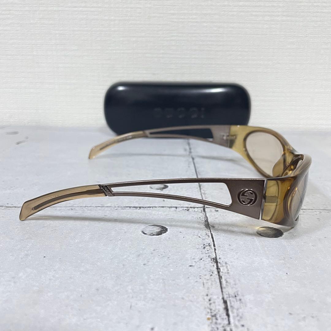 美品　グッチ　1487 インターロッキング　サイドロゴ　GGロゴ　サングラス　茶