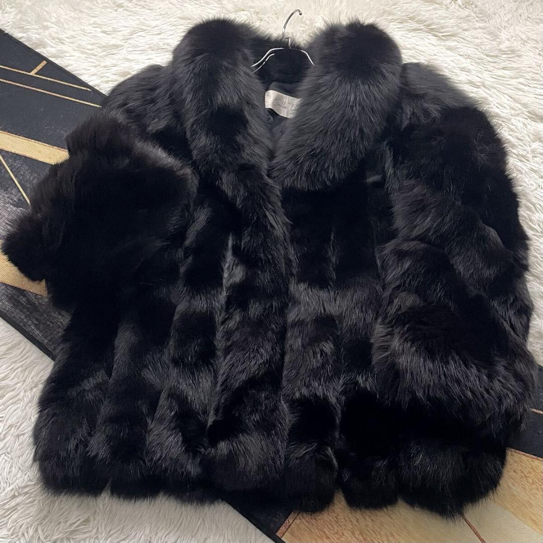 肉厚◎/総丈84 ロイヤル サガフォックス ファーコート リアルファー 毛皮 L