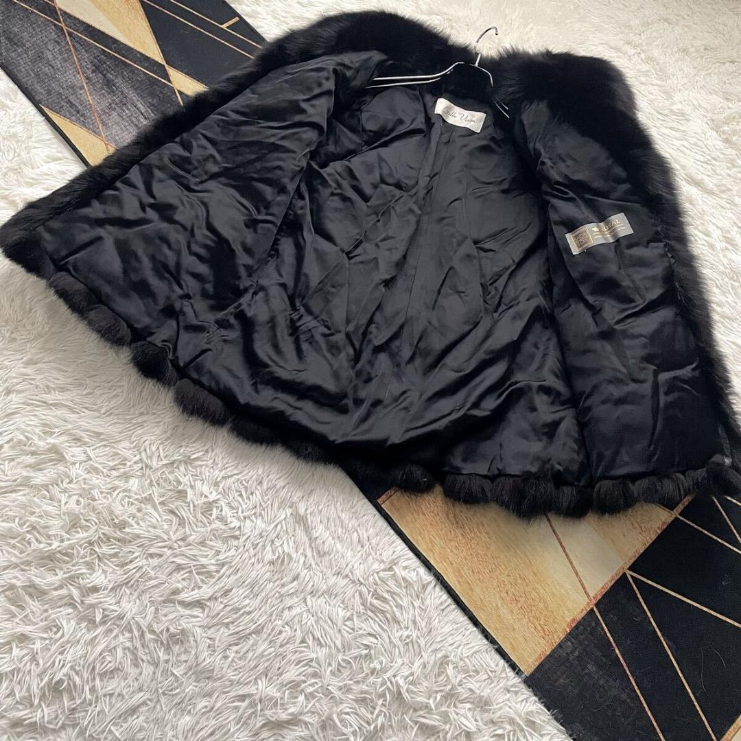 肉厚◎/総丈84 ロイヤル サガフォックス ファーコート リアルファー 毛皮 L