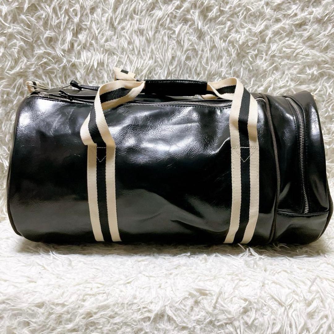 FRED PERRY 2way ドラムバッグ ボストン 大容量 PVC ブラック