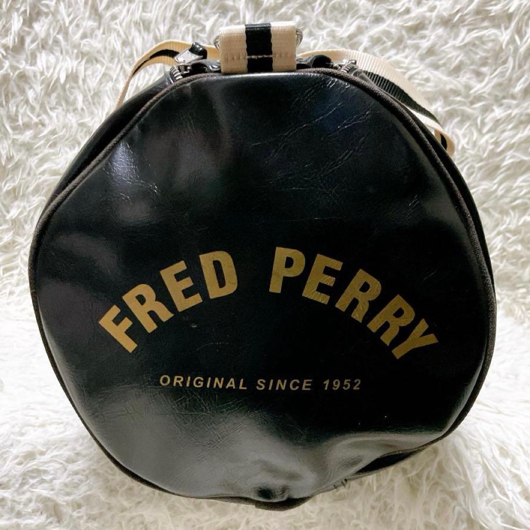 FRED PERRY 2way ドラムバッグ ボストン 大容量 PVC ブラック