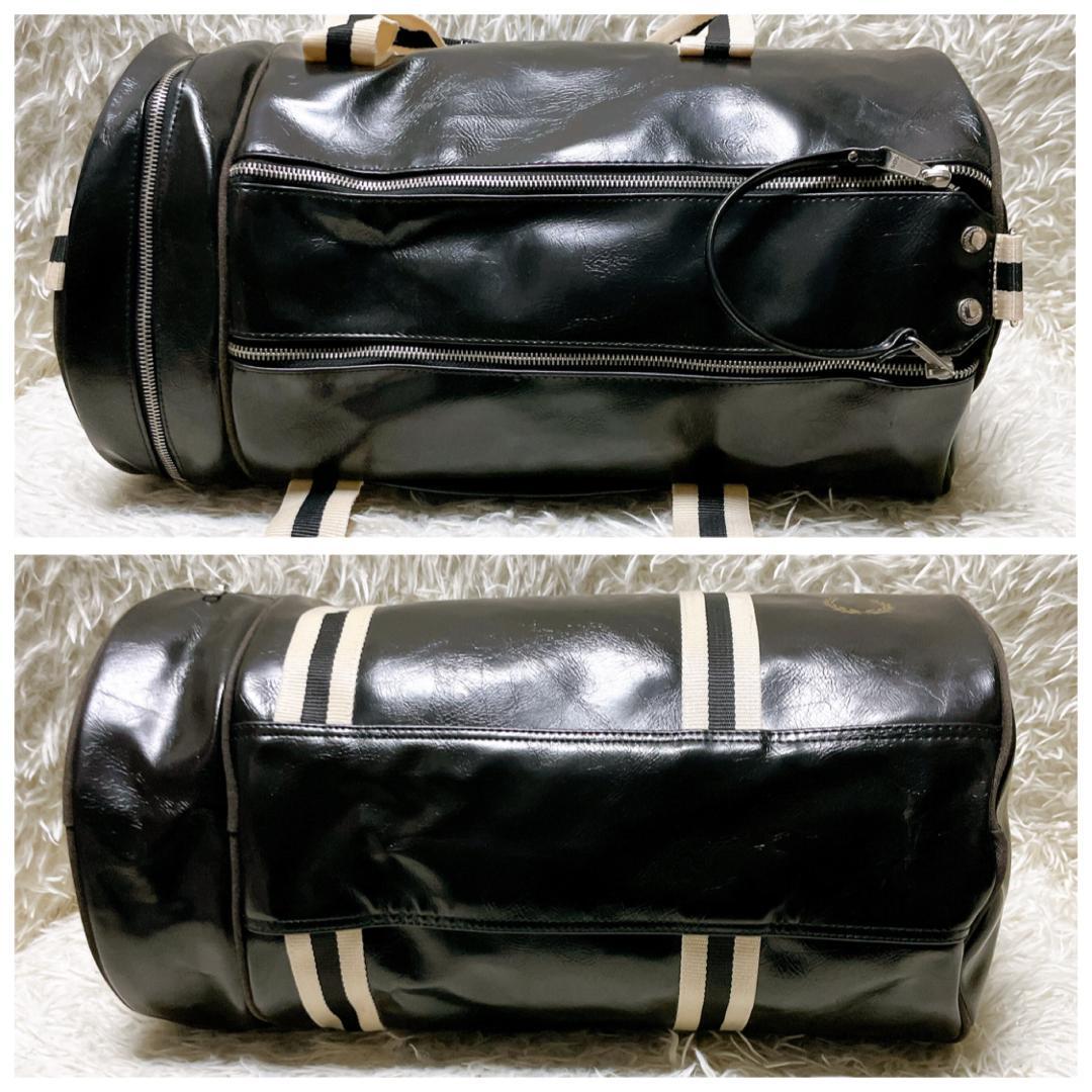 FRED PERRY 2way ドラムバッグ ボストン 大容量 PVC ブラック