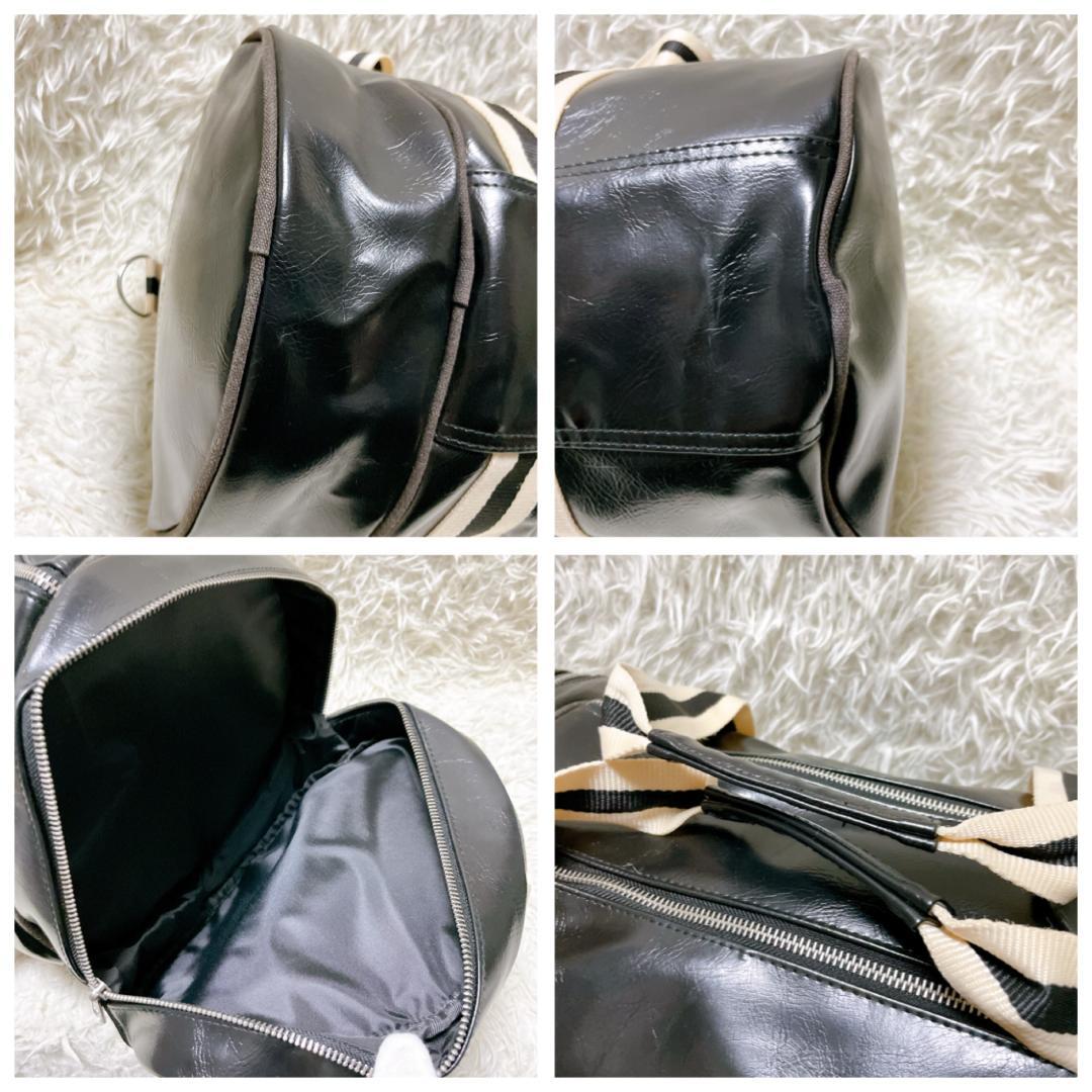 FRED PERRY 2way ドラムバッグ ボストン 大容量 PVC ブラック
