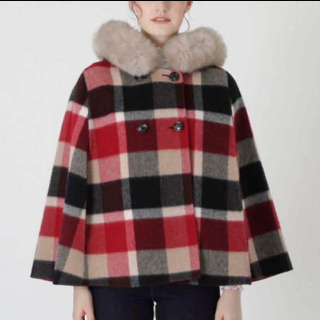 【美品】BLUELABELCRESTBRIDGE リバーシブル　ケープ　ポンチョ