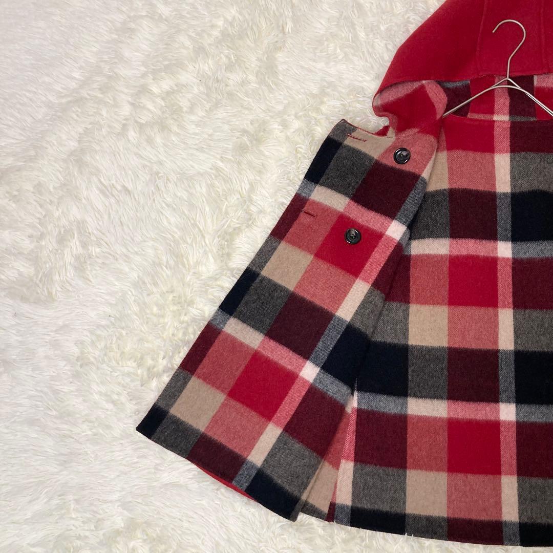 【美品】BLUELABELCRESTBRIDGE リバーシブル　ケープ　ポンチョ