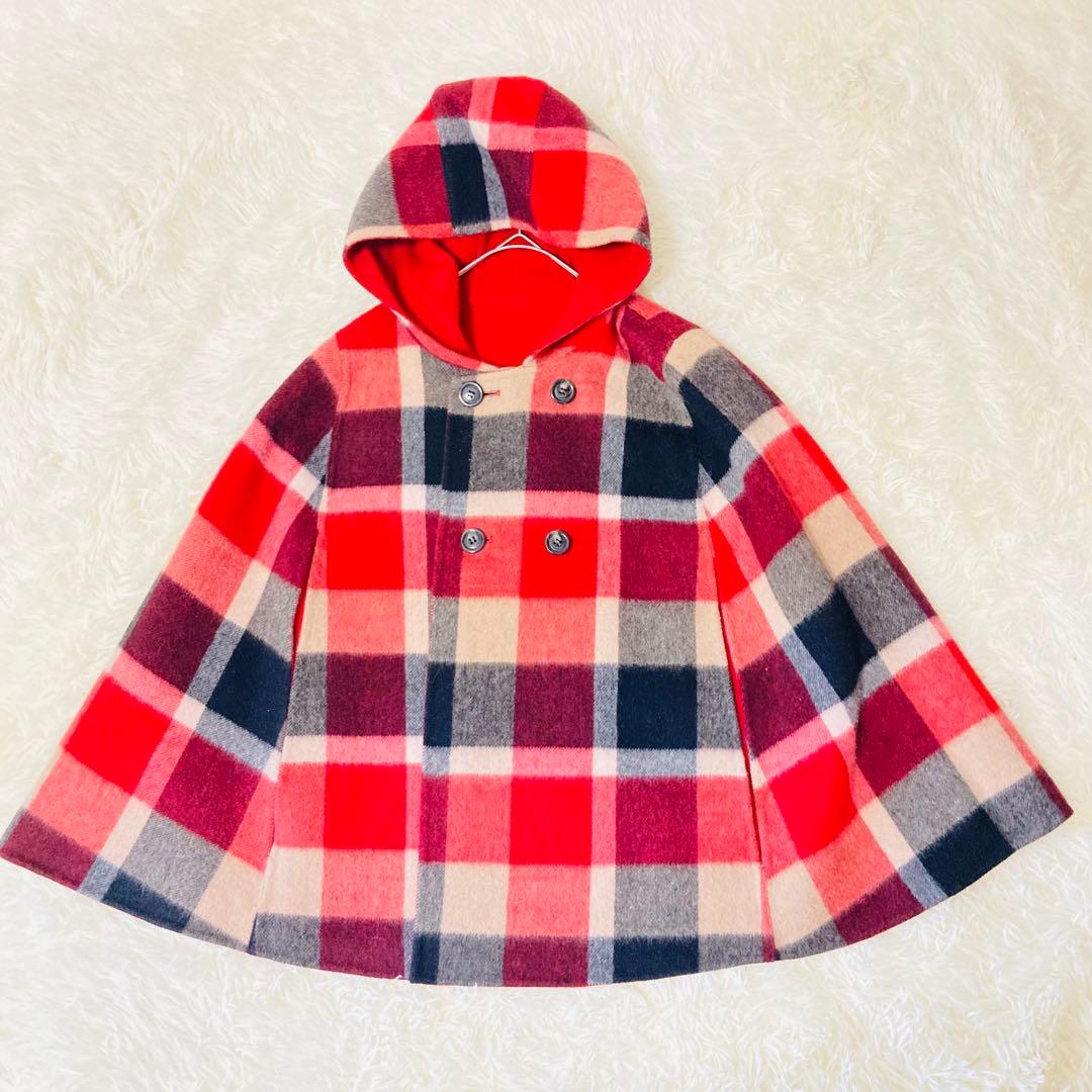 【美品】BLUELABELCRESTBRIDGE リバーシブル　ケープ　ポンチョ