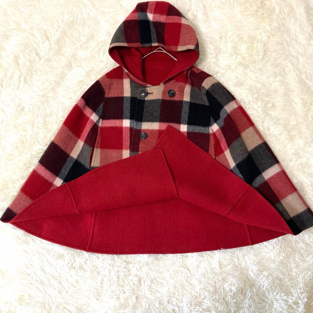 【美品】BLUELABELCRESTBRIDGE リバーシブル　ケープ　ポンチョ