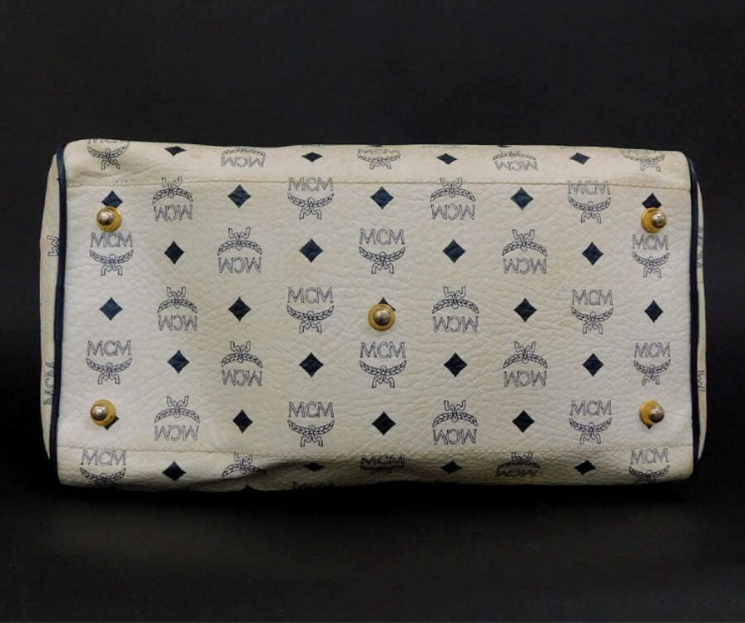 エムシーエム ミニボストンバッグ レザー ホワイト系 出張 旅行 MCM