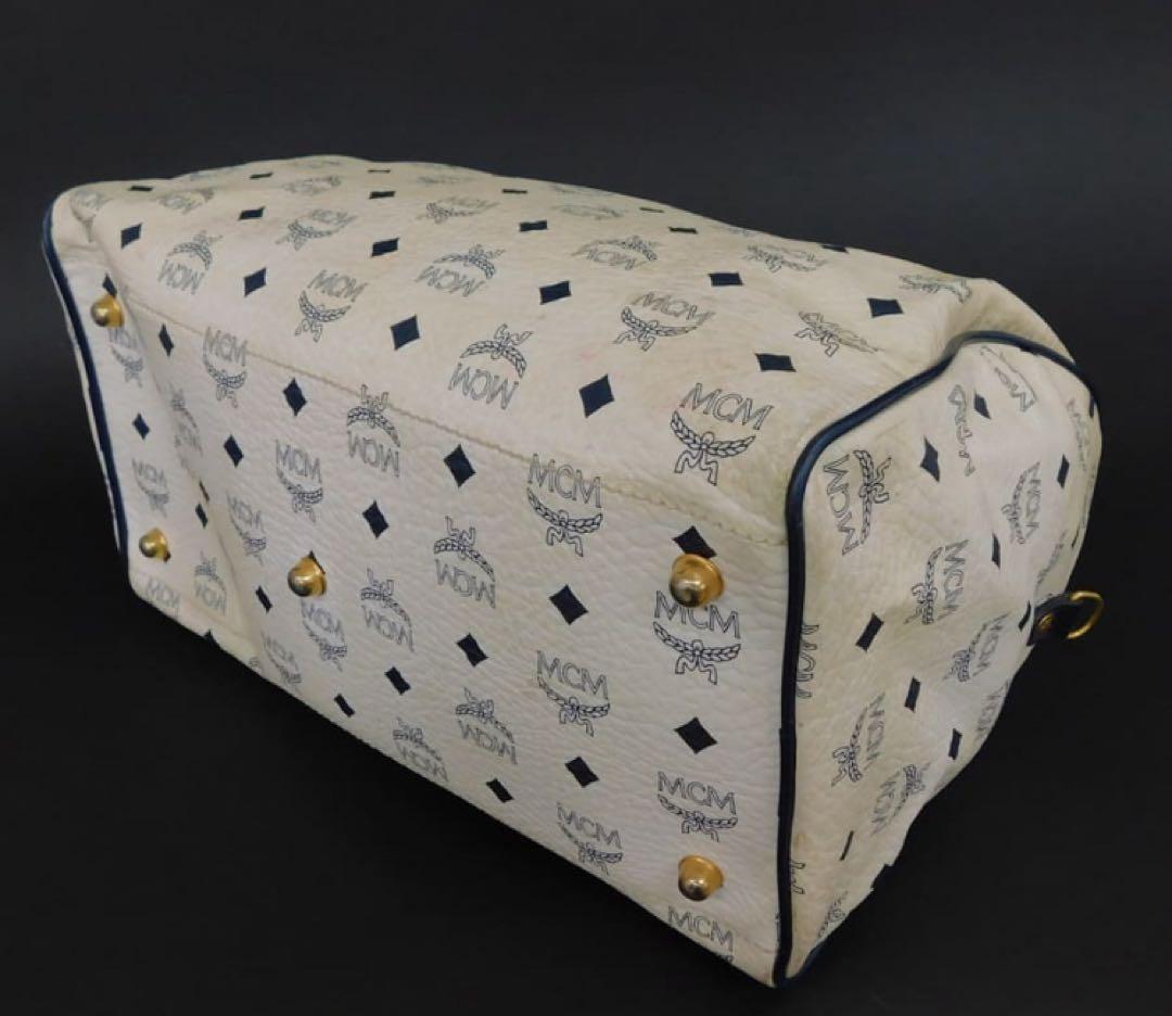 エムシーエム ミニボストンバッグ レザー ホワイト系 出張 旅行 MCM