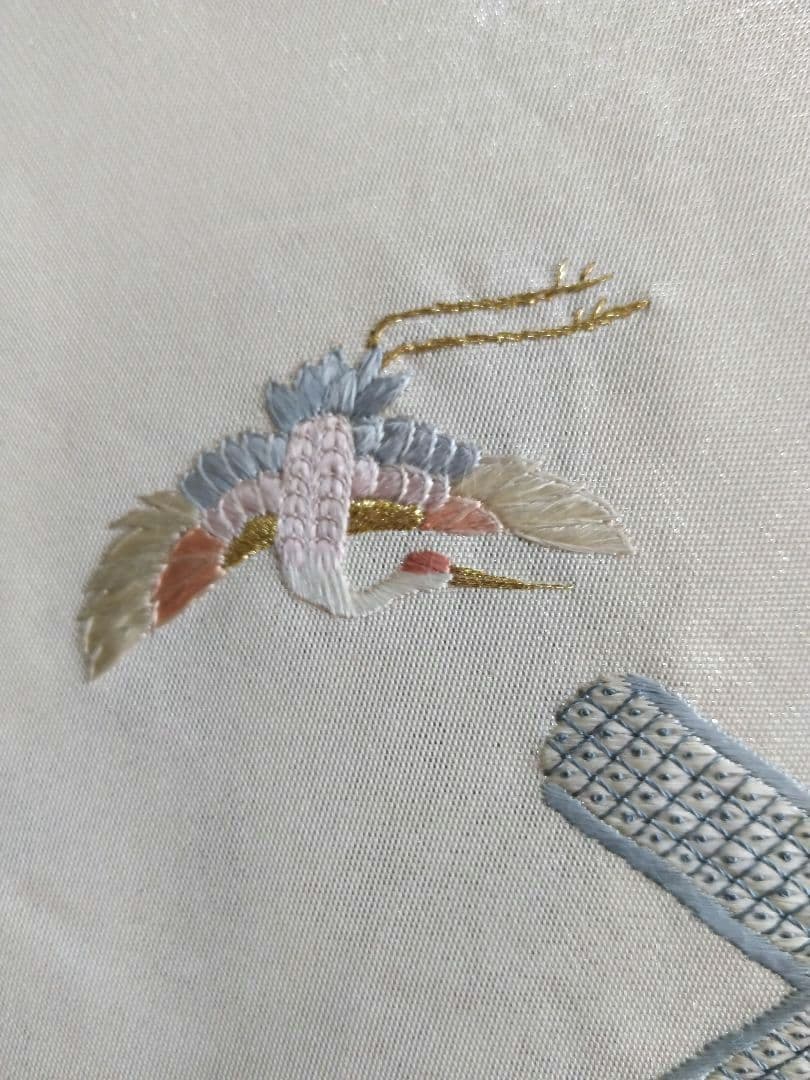 最終値下げ O-286 西陣袋帯 お太鼓柄 金銀糸 宝尽くし 鶴 手刺繍 美品