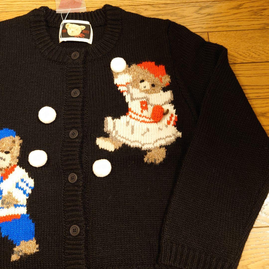 ピンクハウス　クマの編み込みデザイン カーディガン