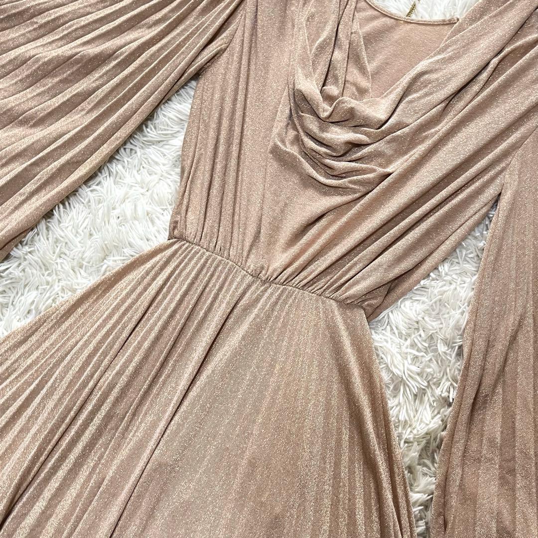 【極美品】エリザベッタフランキ　マキシプリーツドレス　ゴールドフリンジ　40