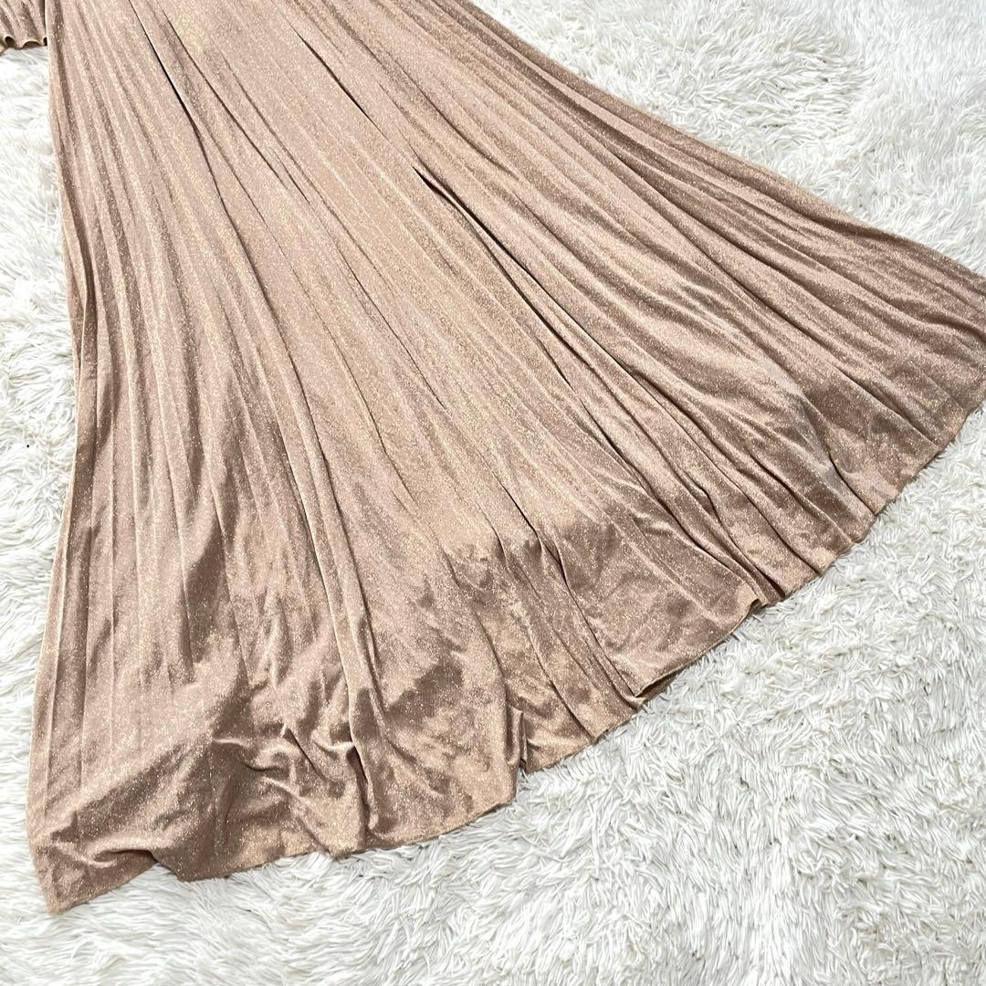 【極美品】エリザベッタフランキ　マキシプリーツドレス　ゴールドフリンジ　40