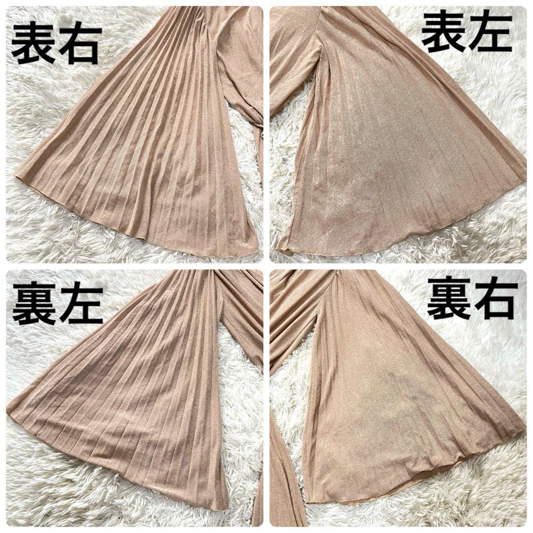 【極美品】エリザベッタフランキ　マキシプリーツドレス　ゴールドフリンジ　40