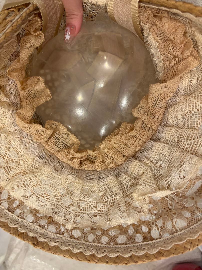 サマーピクニック　麦わらボンネット　星箱works 美品