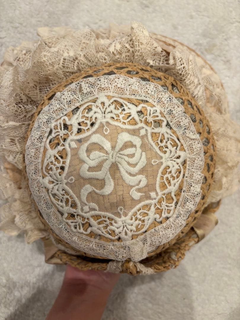 サマーピクニック　麦わらボンネット　星箱works 美品