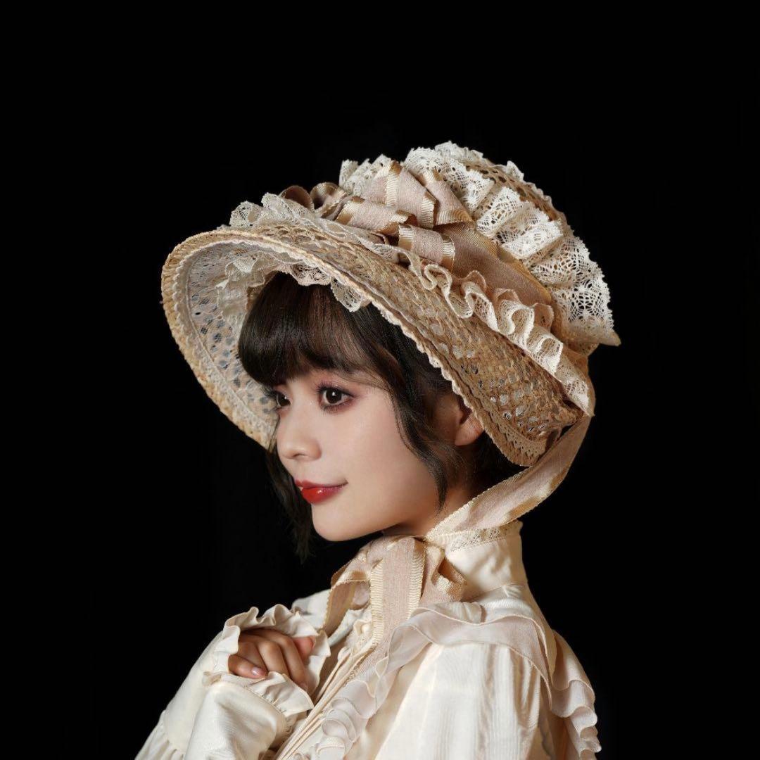 サマーピクニック　麦わらボンネット　星箱works 美品