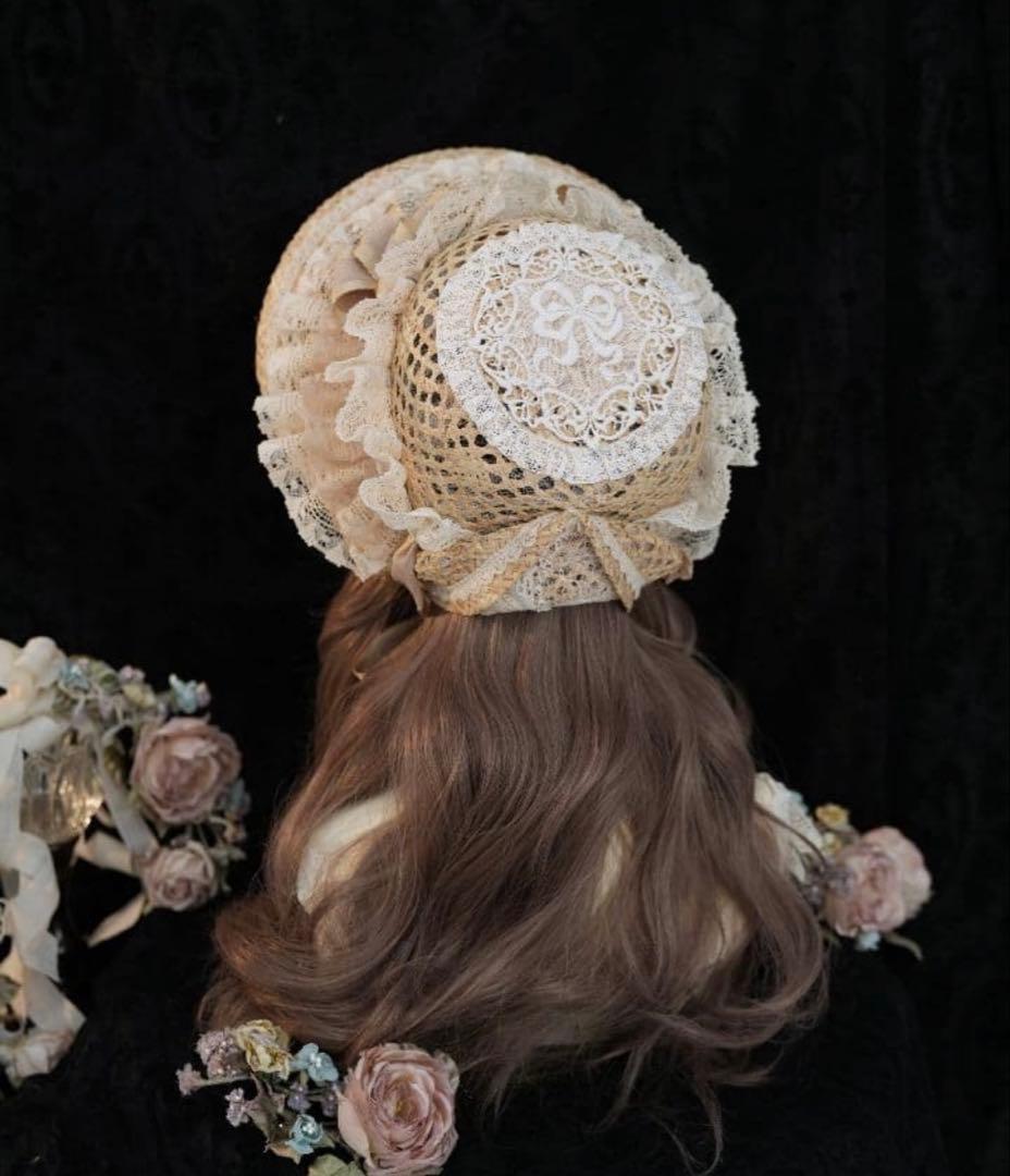 サマーピクニック　麦わらボンネット　星箱works 美品