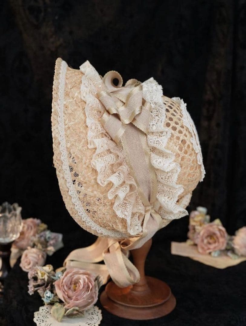 サマーピクニック　麦わらボンネット　星箱works 美品