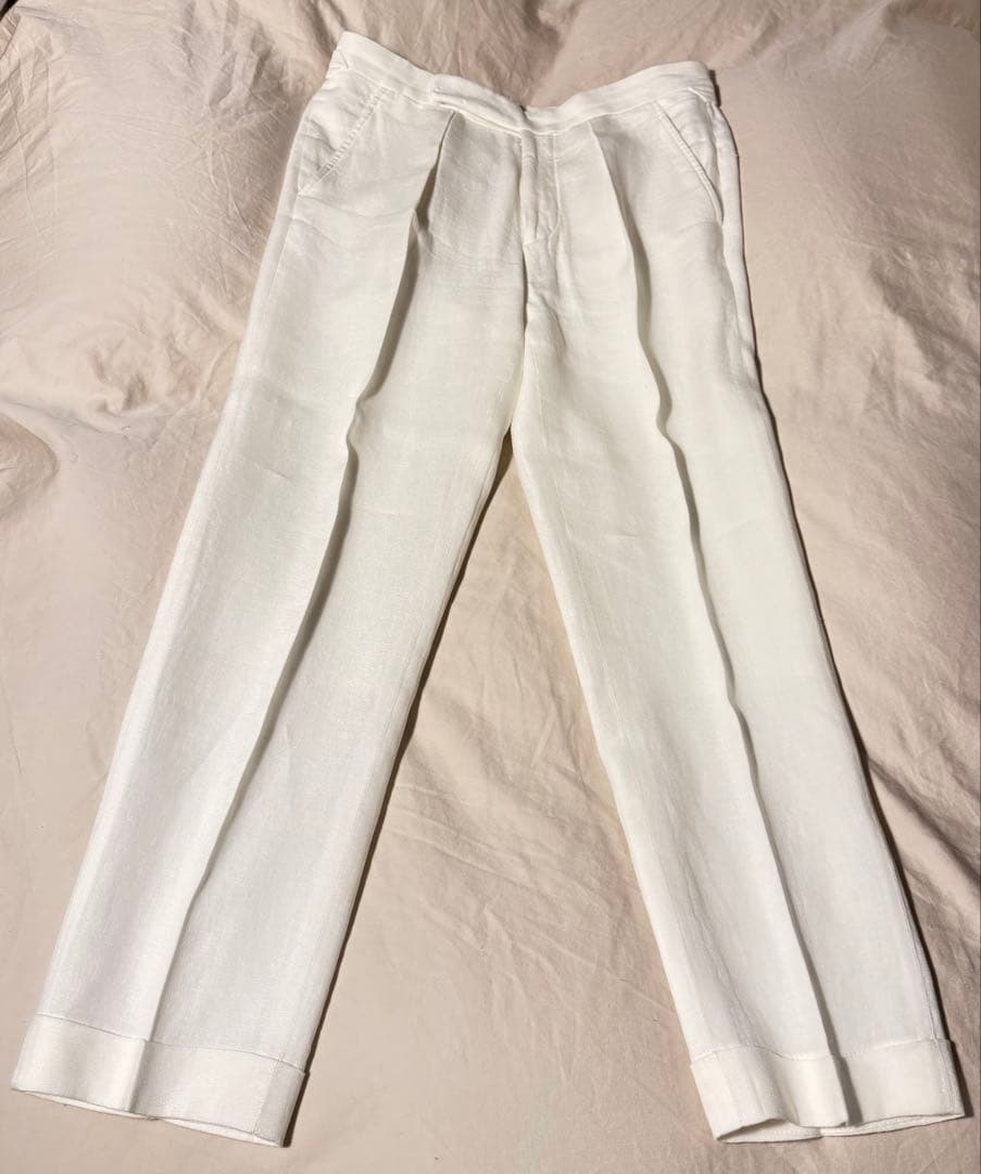 ラルフローレンパープルレーベル Gregory リネンスラックス 白 W30