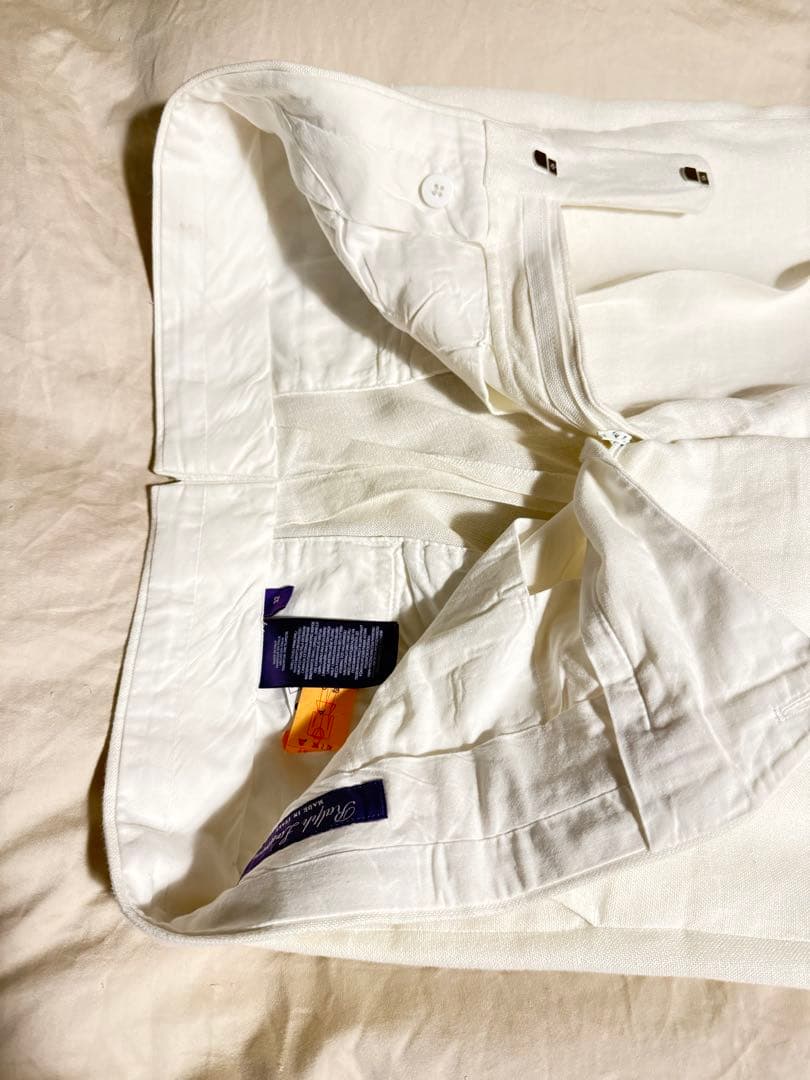 ラルフローレンパープルレーベル Gregory リネンスラックス 白 W30