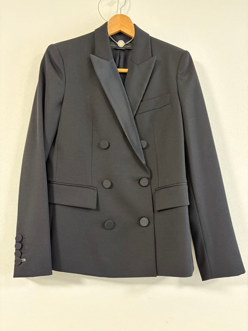 ステラマッカートニー ブラック ドレッシーダブルテーラードジャケット40