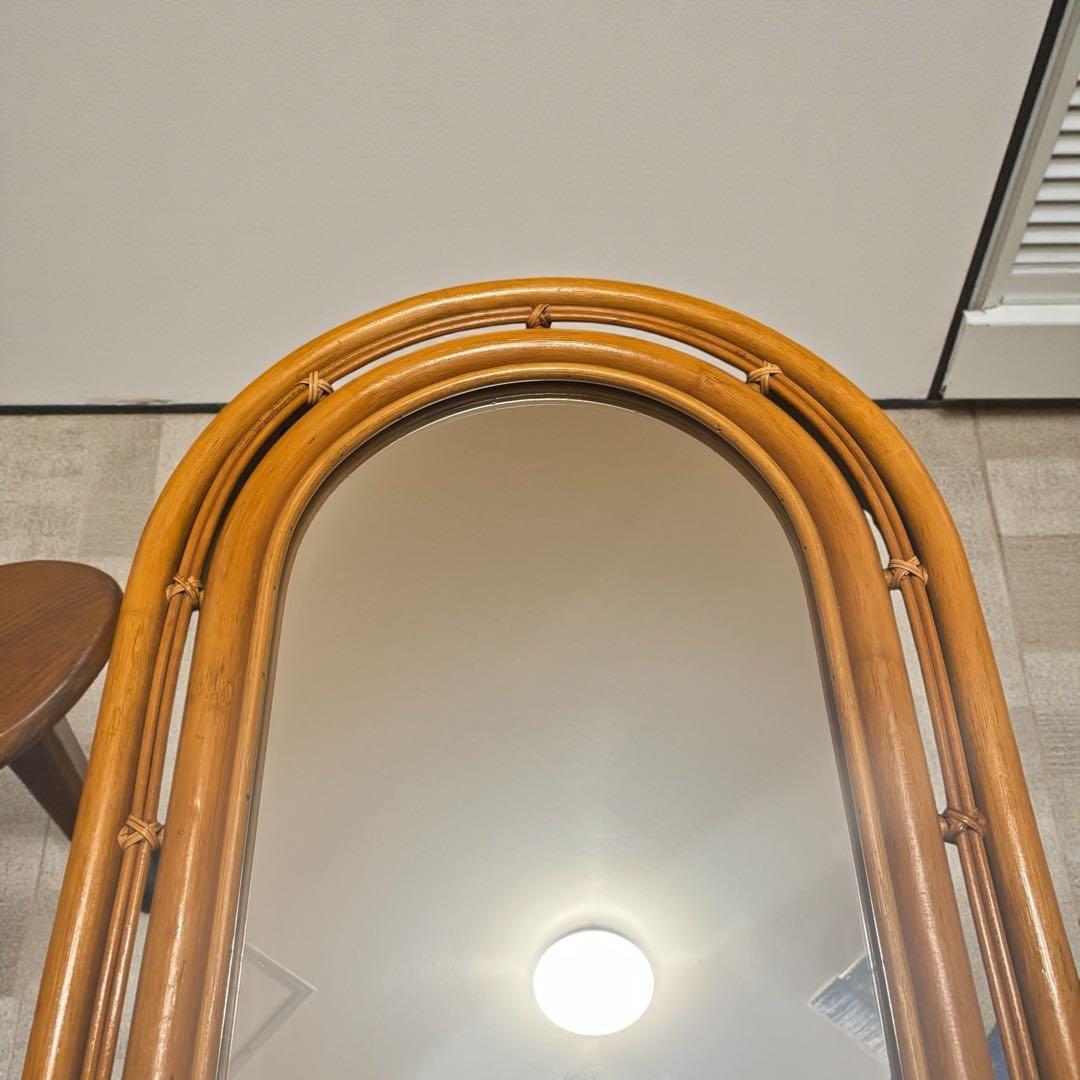 ラタンミラー 大型アーチ型 玄関リビング 北欧ナチュラル✨