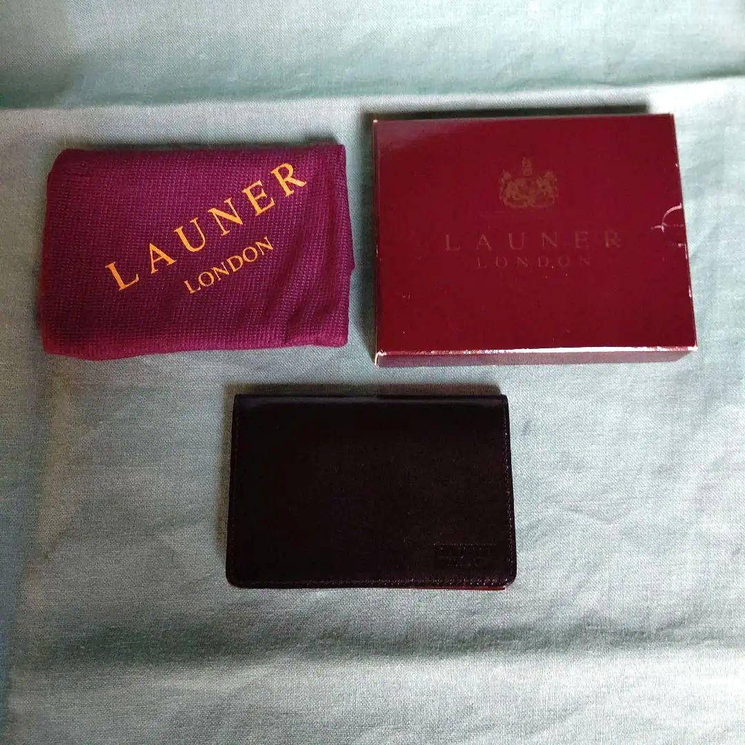 英国王室御用達 LAUNER 名刺入れ 黒 専用袋・箱付き