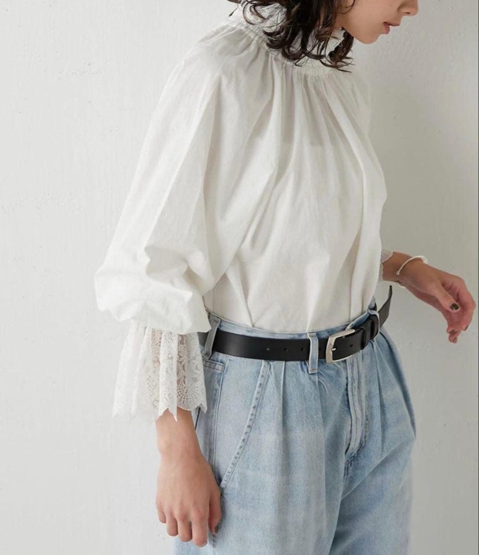 美品　ウィムガゼット　レースギャザーブラウス