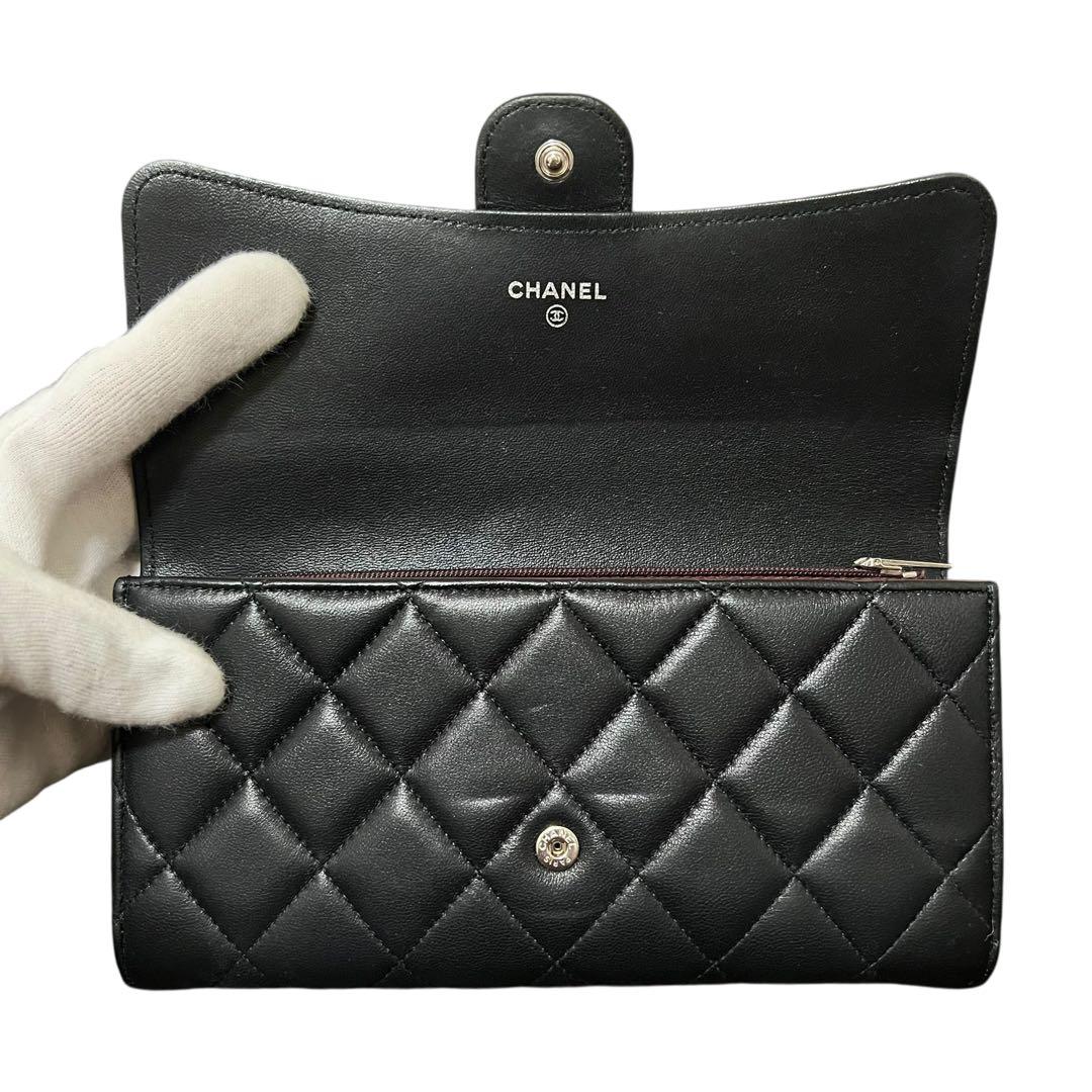 CHANEL シャネル ラムスキン マトラッセ ロングフラップウォレット 長財布
