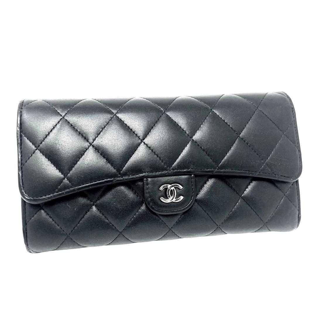 CHANEL シャネル ラムスキン マトラッセ ロングフラップウォレット 長財布