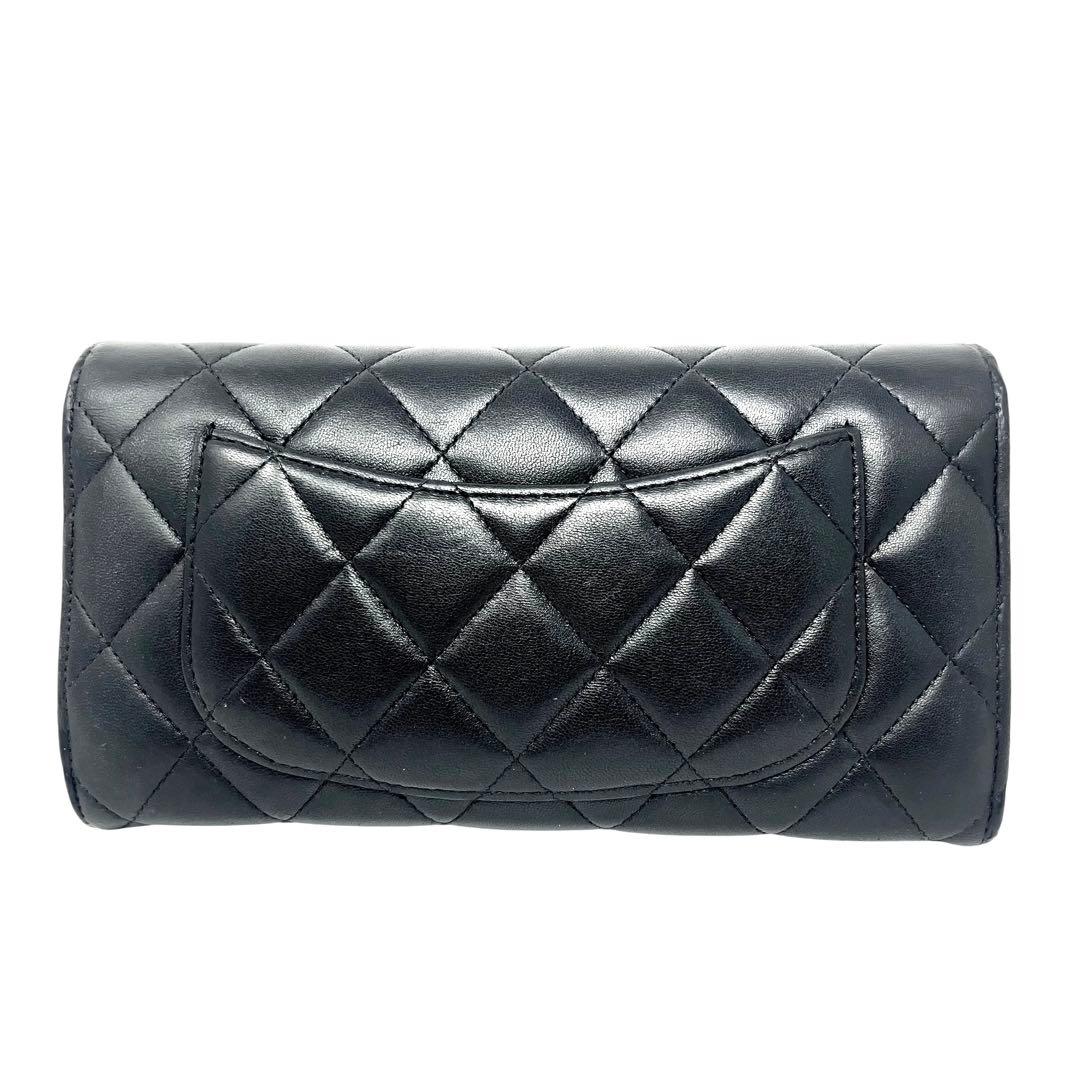 CHANEL シャネル ラムスキン マトラッセ ロングフラップウォレット 長財布