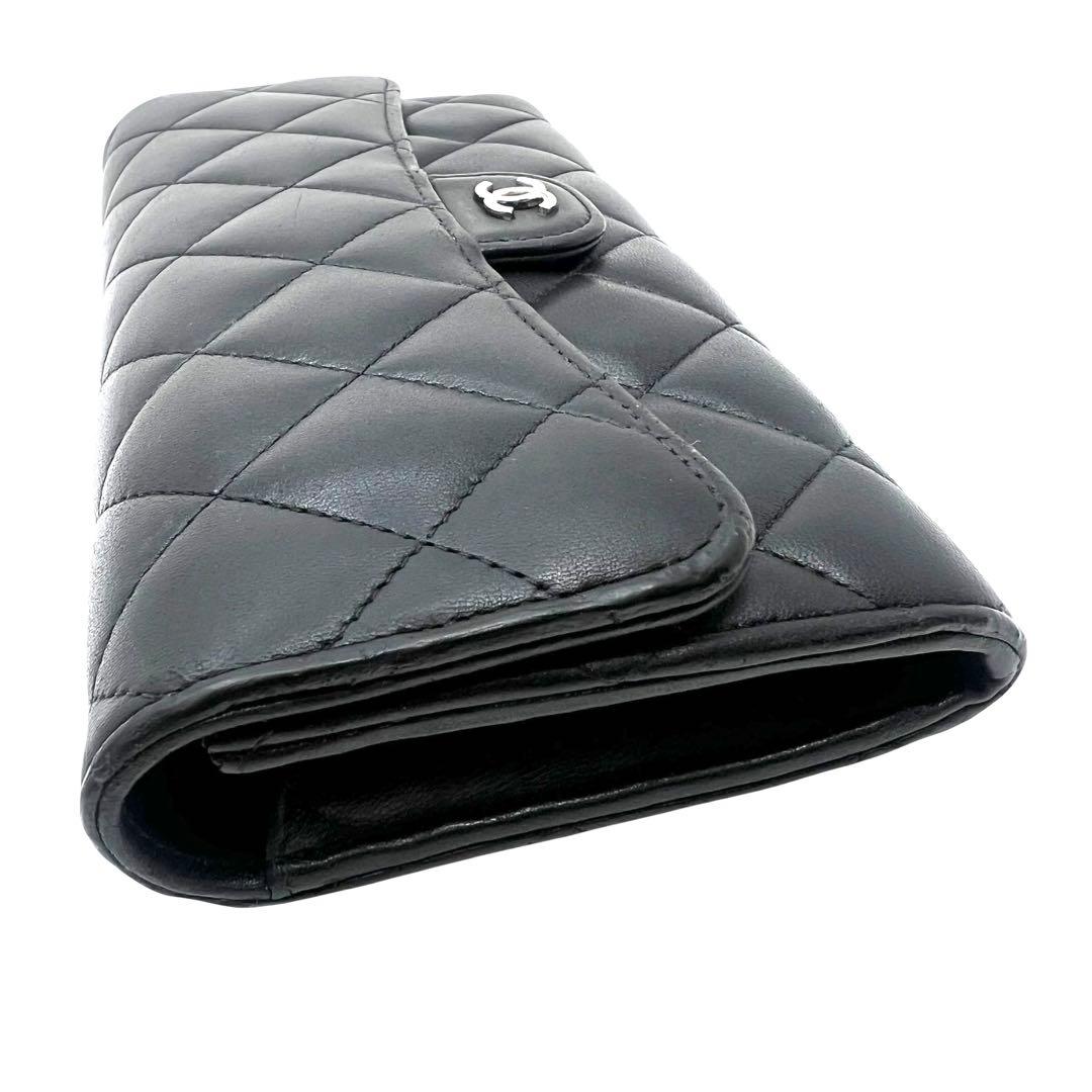 CHANEL シャネル ラムスキン マトラッセ ロングフラップウォレット 長財布