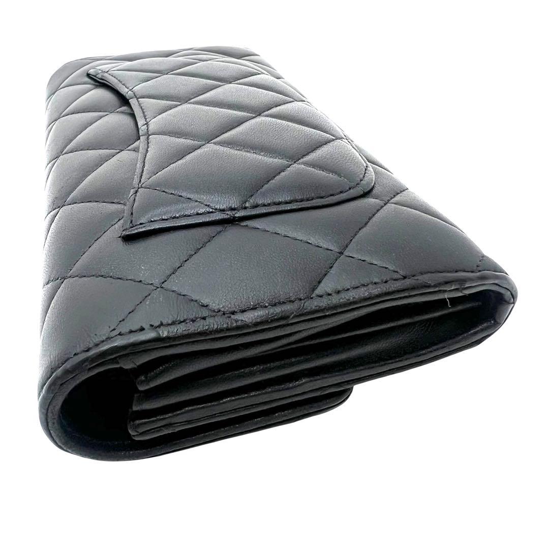CHANEL シャネル ラムスキン マトラッセ ロングフラップウォレット 長財布