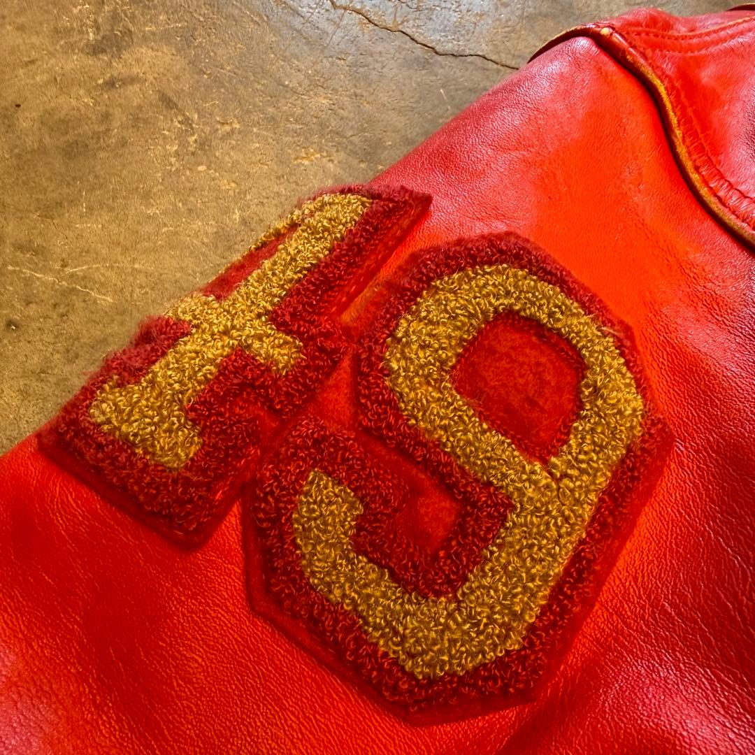 AVIREX オールレザー スタジャン レッド XS