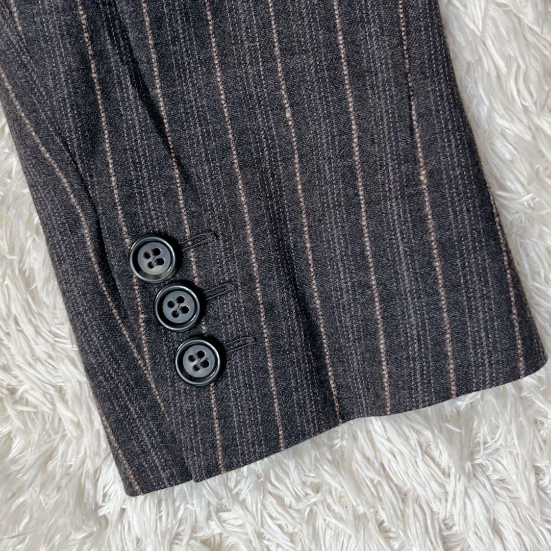 マックスマーラ Ｌ相当【白タグ】　ヴァージンウールジャケット　グレー　ストライプ