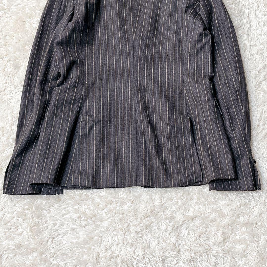 マックスマーラ Ｌ相当【白タグ】　ヴァージンウールジャケット　グレー　ストライプ
