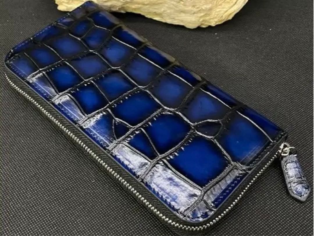 #新品未使用#クロコダイル#ラウンドファスナー#長財布#手染め#ハンドメイド