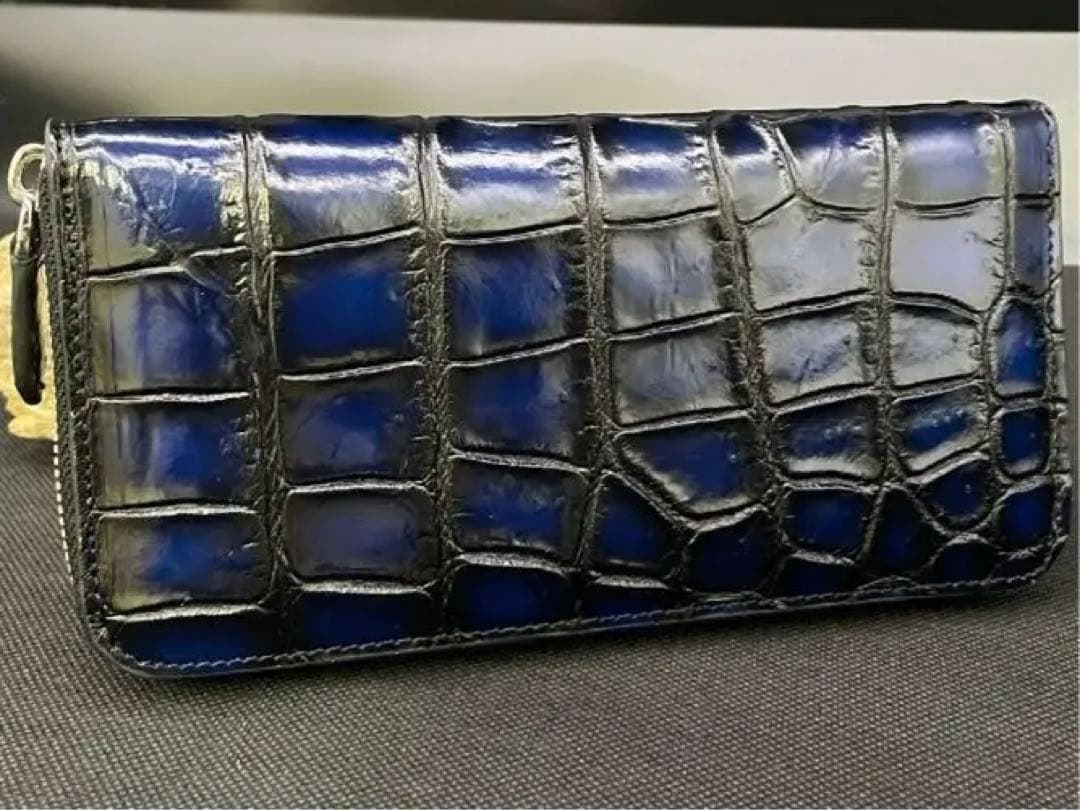 #新品未使用#クロコダイル#ラウンドファスナー#長財布#手染め#ハンドメイド