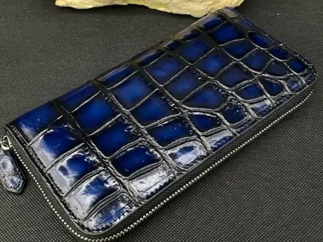 #新品未使用#クロコダイル#ラウンドファスナー#長財布#手染め#ハンドメイド