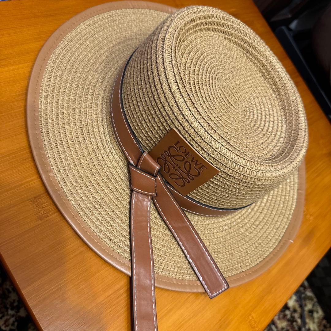 [美品]LOEWE ロエベ ベージュ 麦わら帽子 リボン付き　ハット