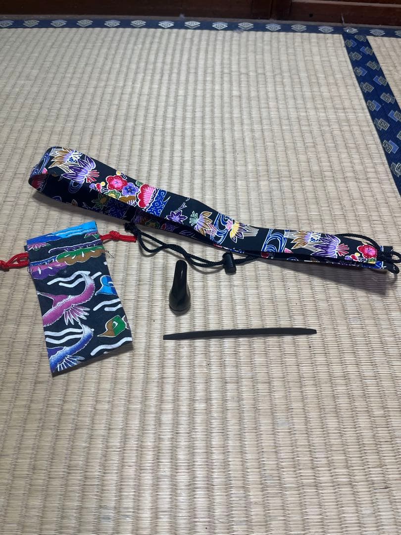 三線 人工皮　ストラップ付き　美品