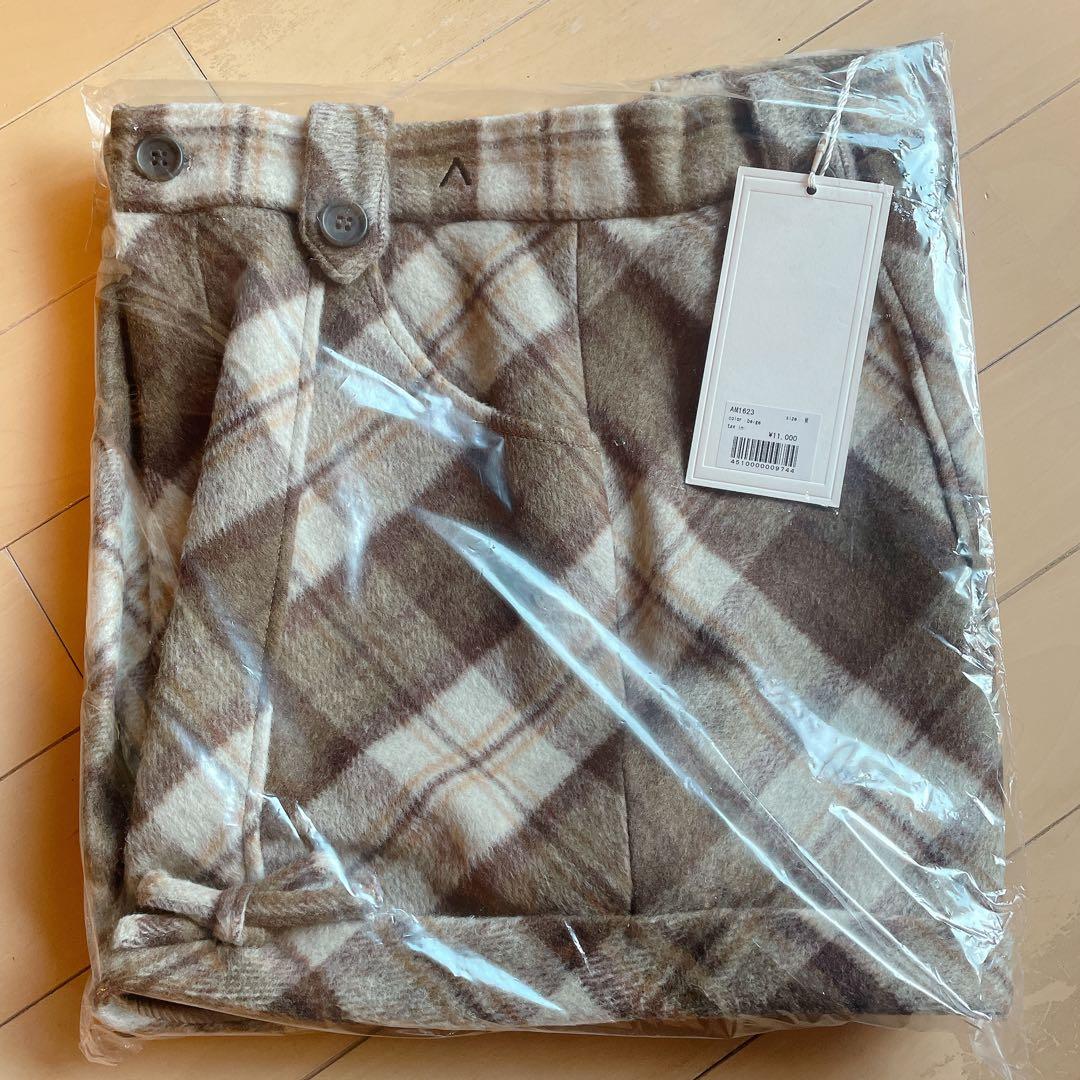 【新品未開封】Ribbon check mini pants beige M