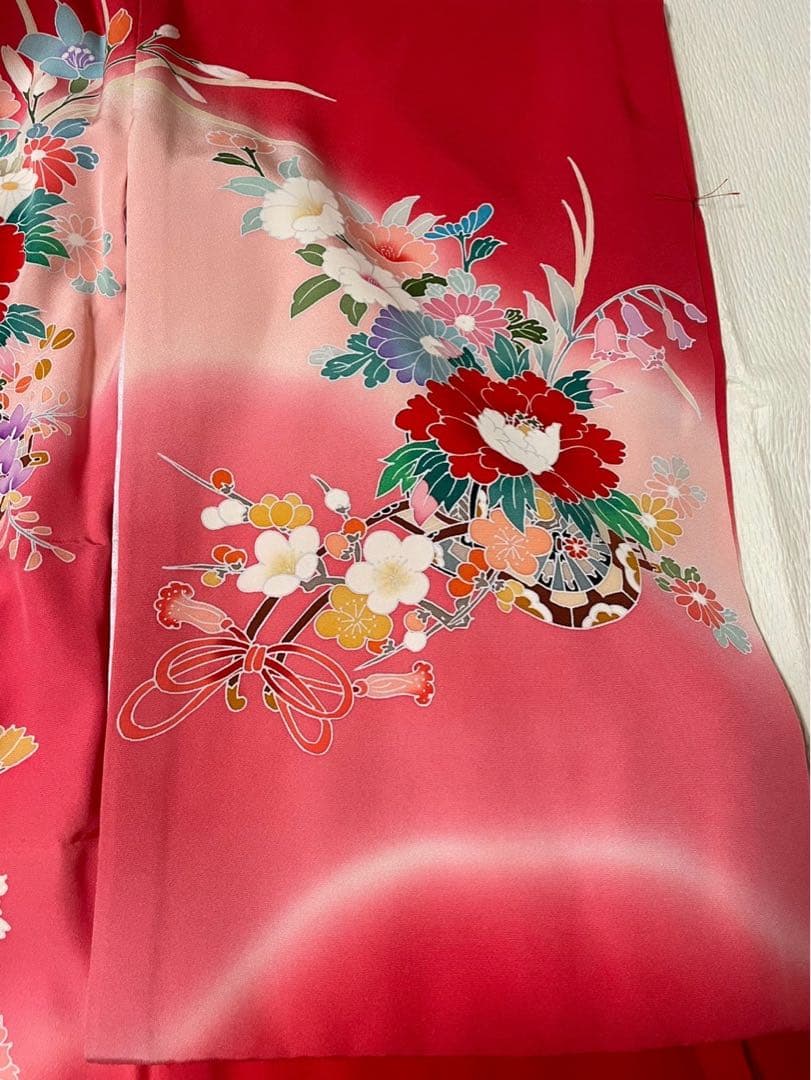 産着　お宮参り　長襦袢付き　正絹　ぼかし　女の子　半襟付き　金彩　辻ヶ花　未使用