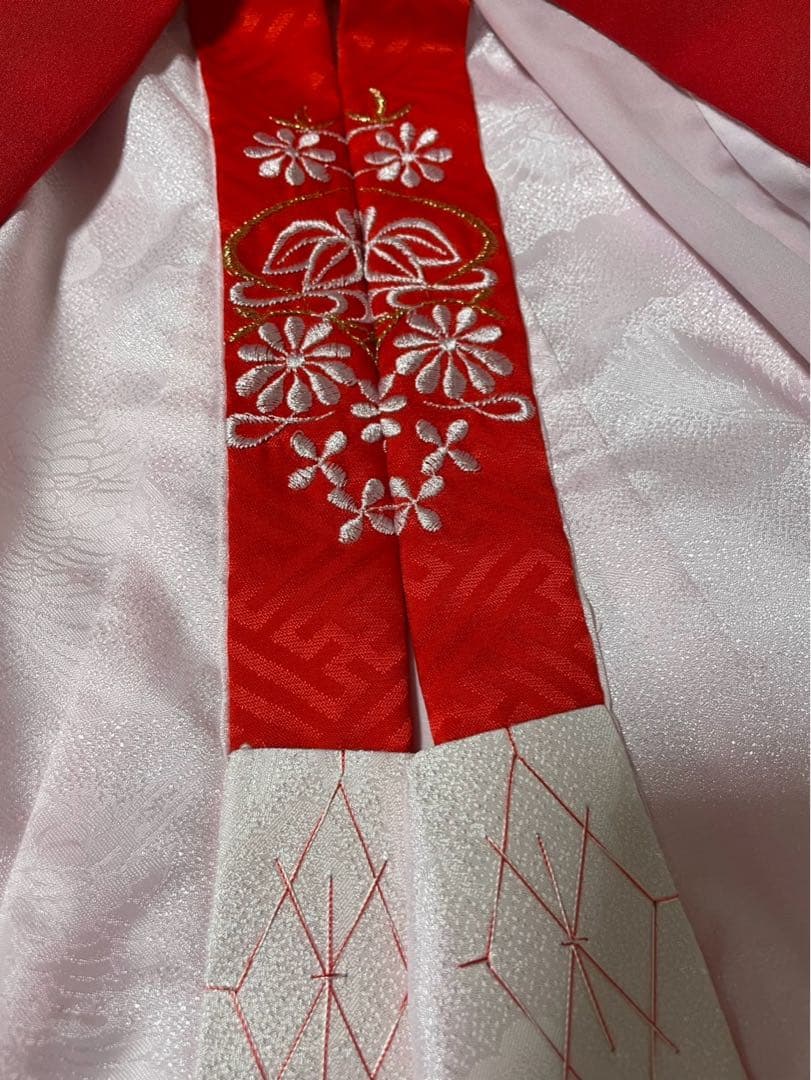 産着　お宮参り　長襦袢付き　正絹　ぼかし　女の子　半襟付き　金彩　辻ヶ花　未使用