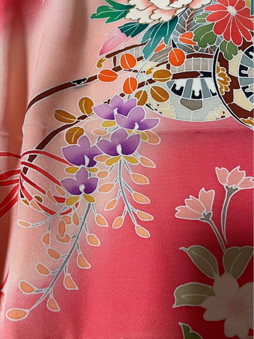 産着　お宮参り　長襦袢付き　正絹　ぼかし　女の子　半襟付き　金彩　辻ヶ花　未使用