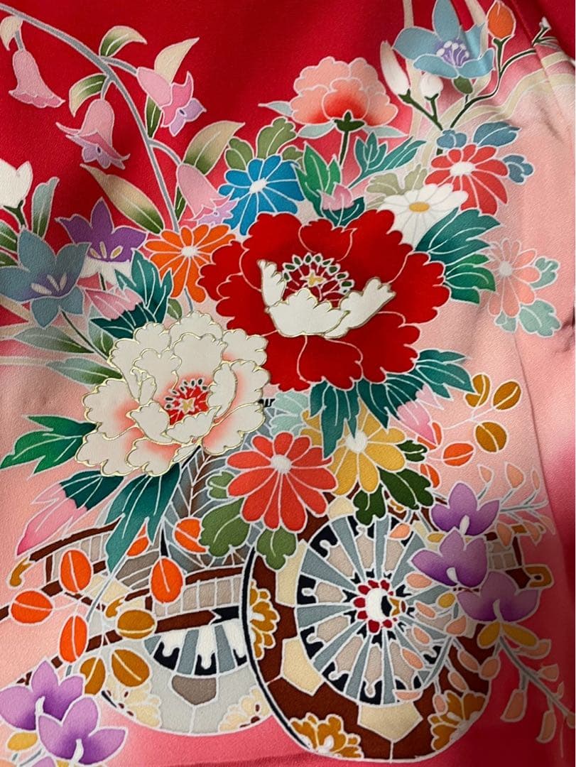 産着　お宮参り　長襦袢付き　正絹　ぼかし　女の子　半襟付き　金彩　辻ヶ花　未使用