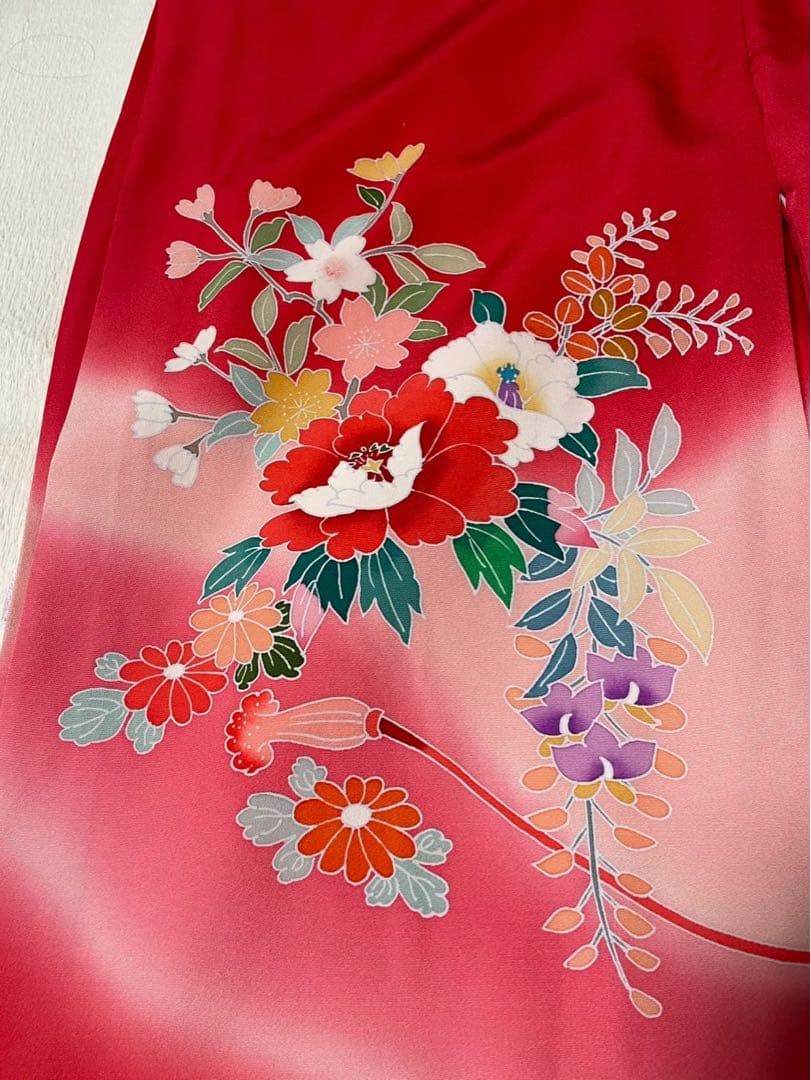 産着　お宮参り　長襦袢付き　正絹　ぼかし　女の子　半襟付き　金彩　辻ヶ花　未使用