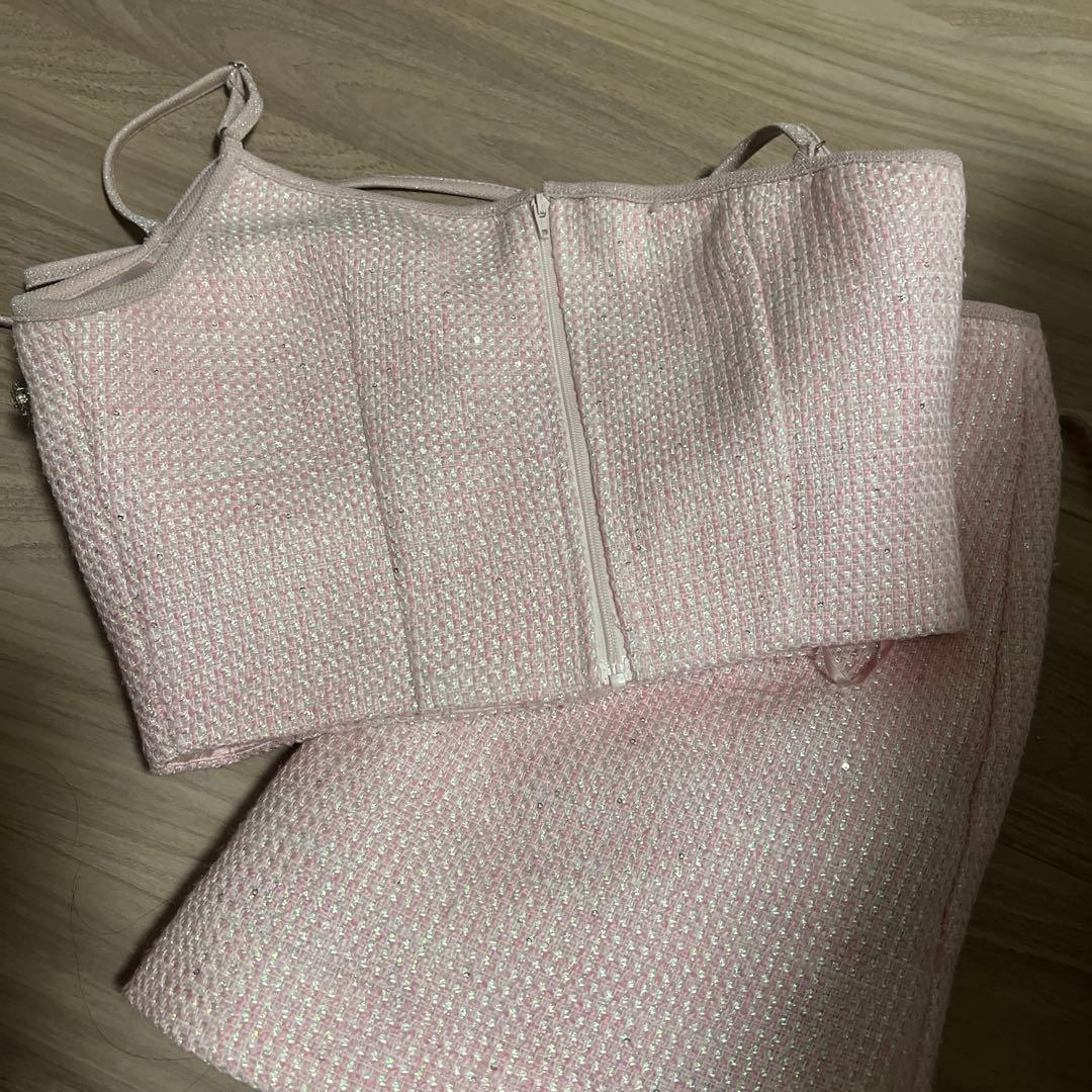 ローブドフルール キャバドレス ピンク ビジュー ミニドレス S