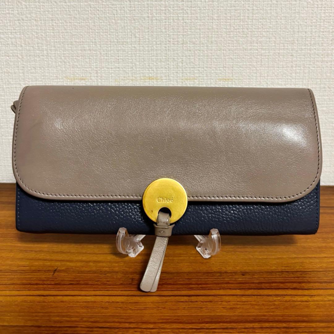 Chloé クロエ バイカラー レザー フラップ長財布 美品